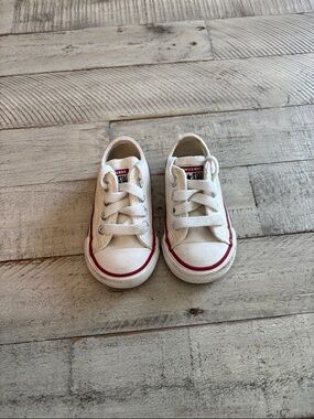 Converse Kids White Low-Top Sneakers with Red Trim